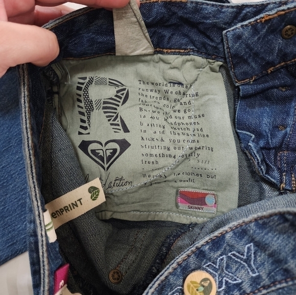 NWT Roxy Limited Edition Bamboo/ Cotton Low-rise Till Dawn Skinny Jeans size 3 - Picture 4 of 6